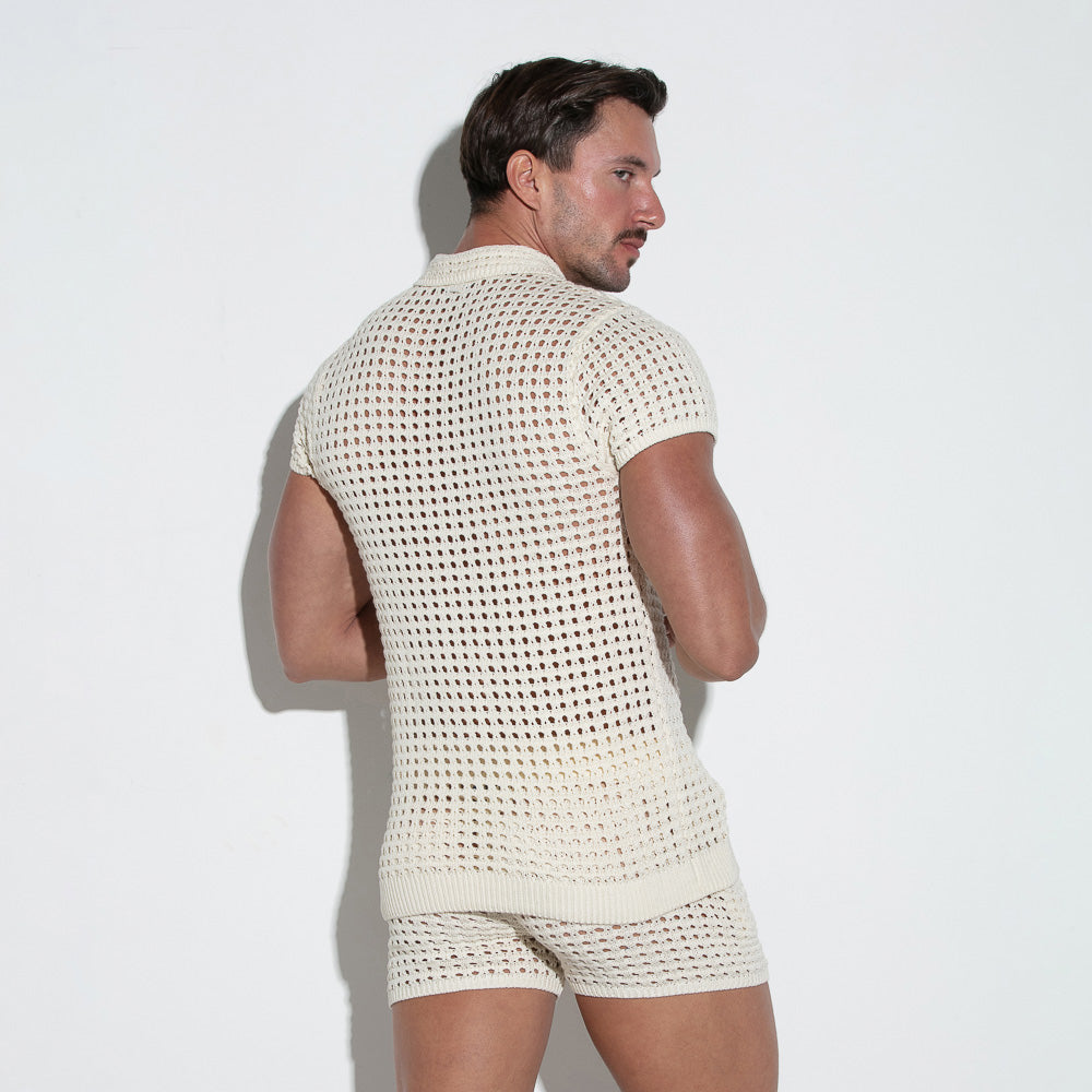 Openwork Knit Polo – 7007 - underwear gay premium - moda gay masculina - Tripod Factory