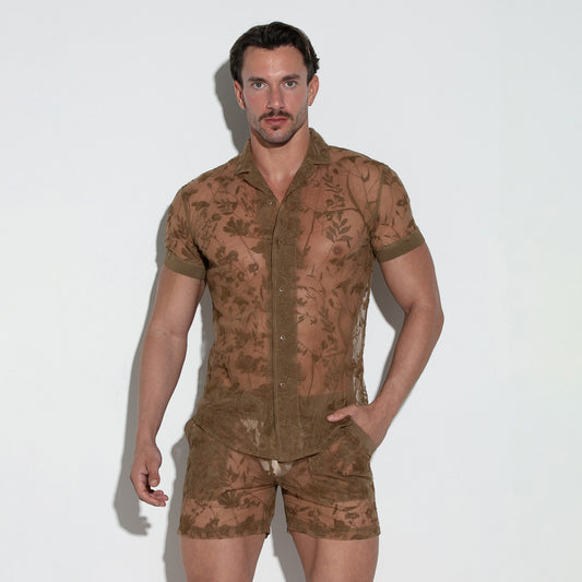  Floral Sheer Shirt – 9760 - underwear gay premium - moda gay masculina - Tripod Factory   