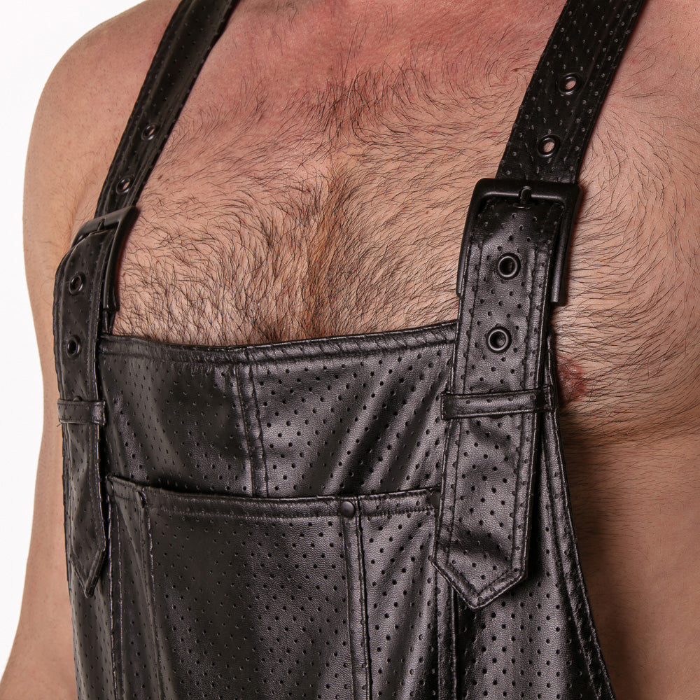  Leatherette Short Overalls LK0978-0 - underwear gay premium - moda gay masculina - Tripod Factory   