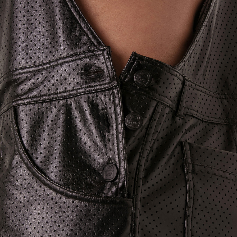  Leatherette Short Overalls LK0978-0 - underwear gay premium - moda gay masculina - Tripod Factory   