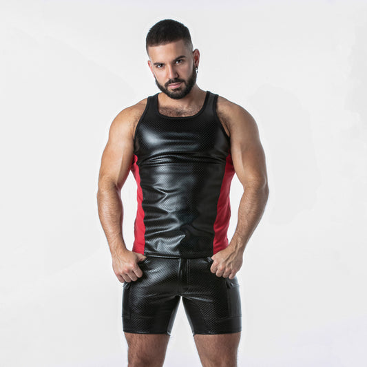  Leatherette Tanktop LK1059 - underwear gay premium - moda gay masculina - Tripod Factory   