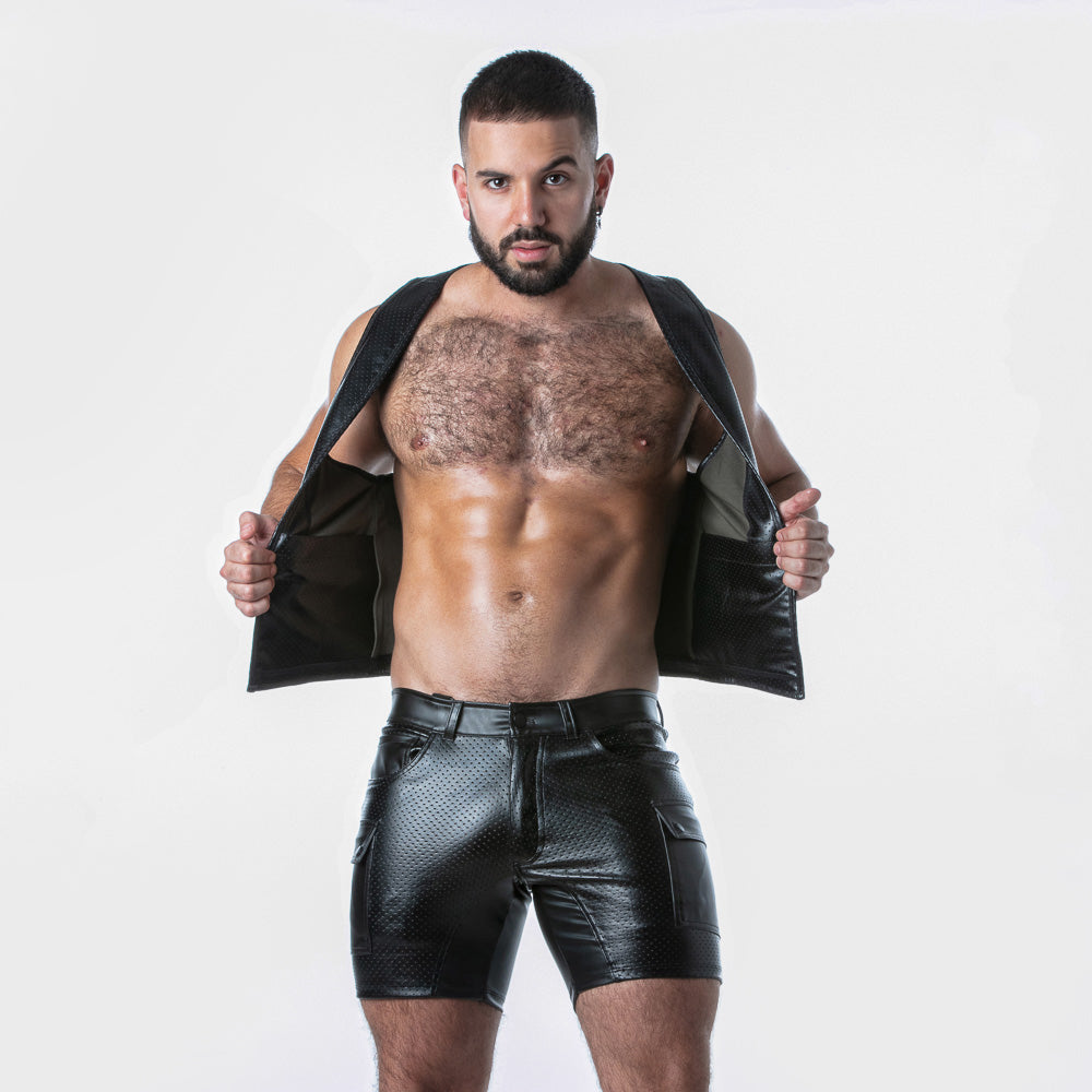  Leatherette Vest LK1057 - underwear gay premium - moda gay masculina - Tripod Factory   