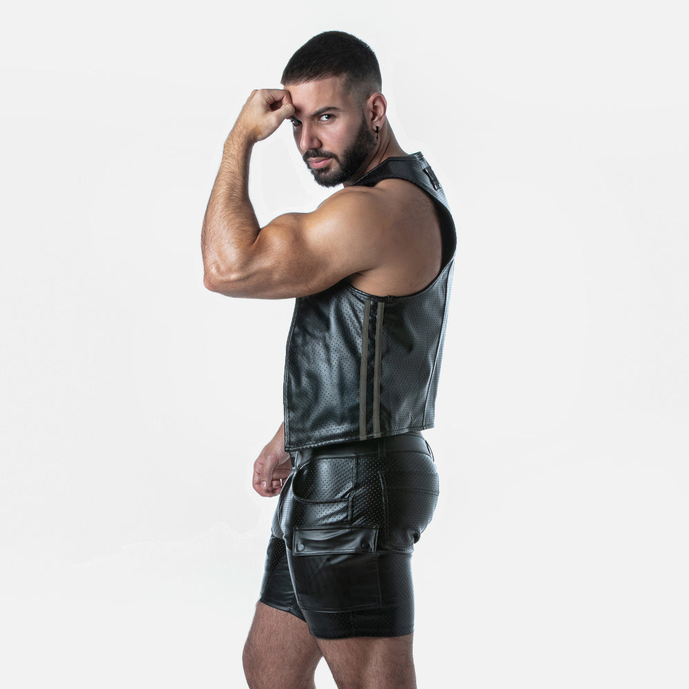  Leatherette Vest LK1057 - underwear gay premium - moda gay masculina - Tripod Factory   