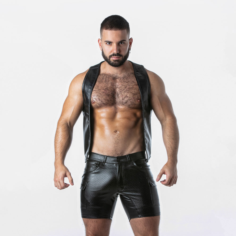 Leatherette Vest LK1057 - underwear gay premium - moda gay masculina - Tripod Factory   