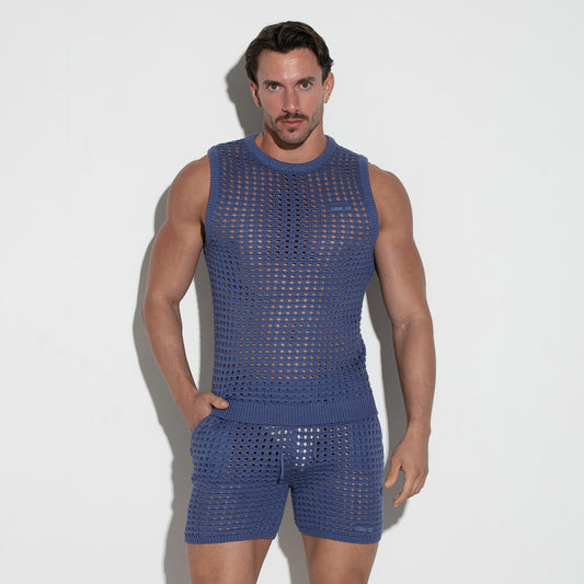  Open Knit Tank – 7008 - underwear gay premium - moda gay masculina - Tripod Factory   
