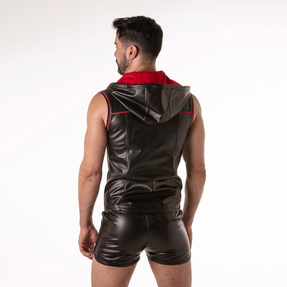  Punch Hole Leatherette Hoody LK1062 - underwear gay premium - moda gay masculina - Tripod Factory   