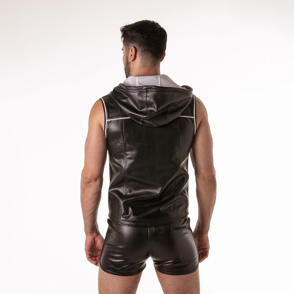  Punch Hole Leatherette Hoody LK1062 - underwear gay premium - moda gay masculina - Tripod Factory   
